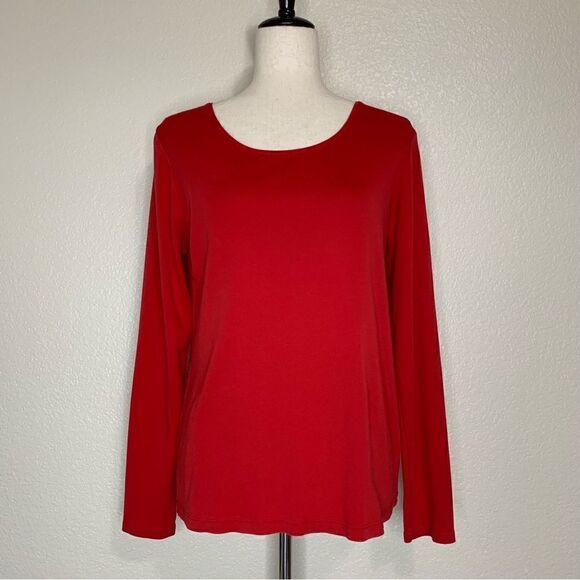 J. Jill Tops - J. Jill Perfect Pima Cotton Red Long Sleeves Top